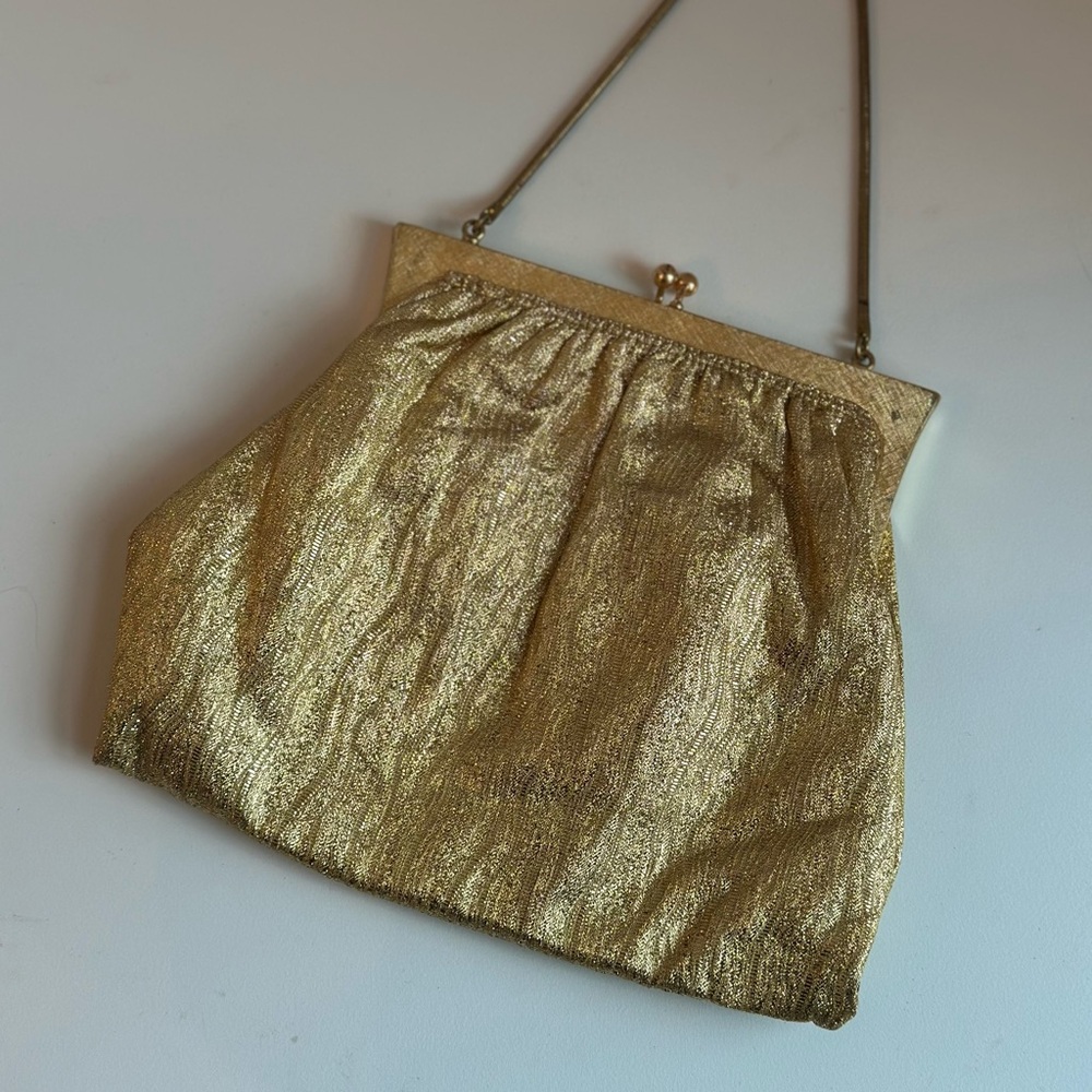 Vintage 1960s Metallic Gold Handbag - Picture 4 of 4